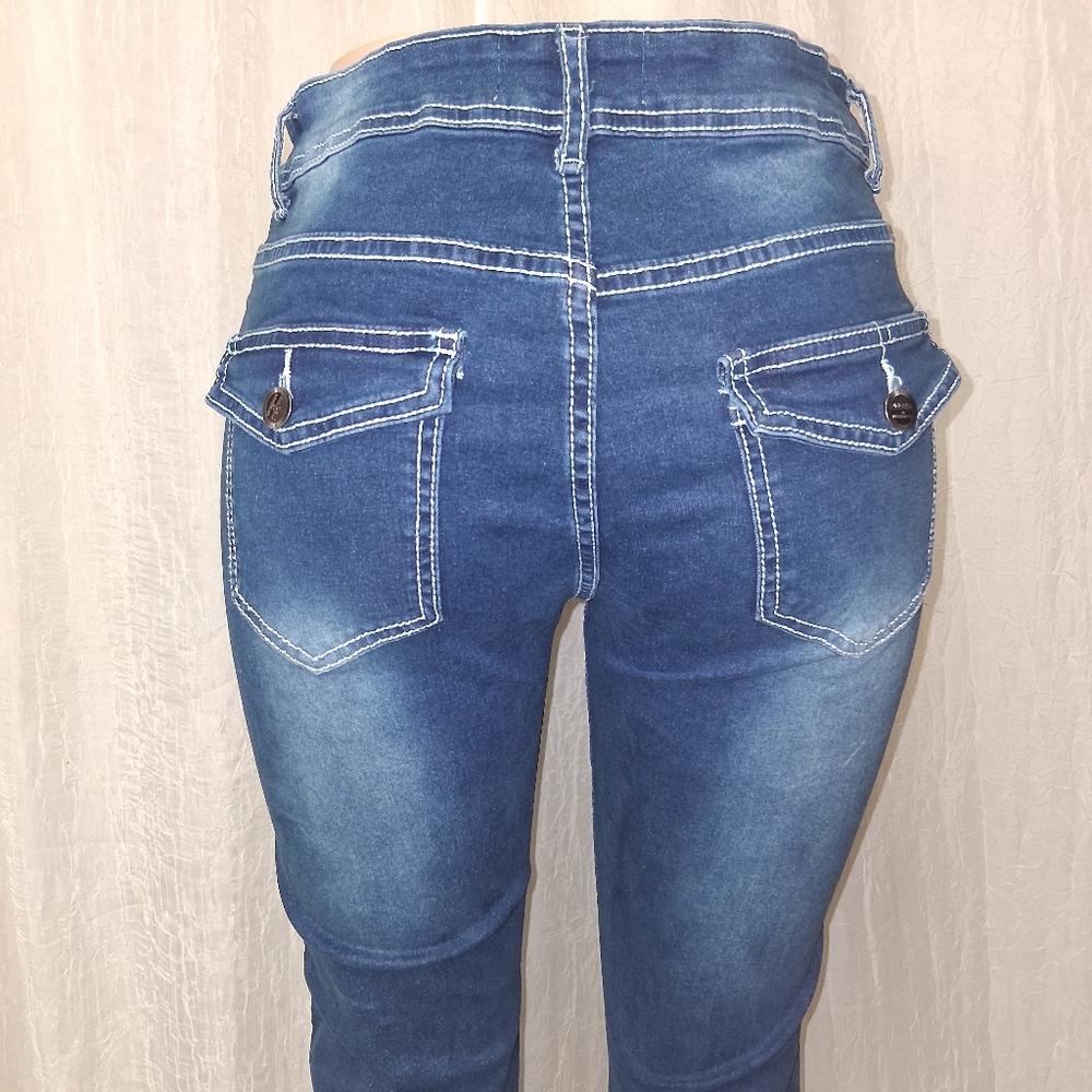 Angels Off Difference Women Size 10/30 Dark Blue Flare Jeans - Picture 11 of 16